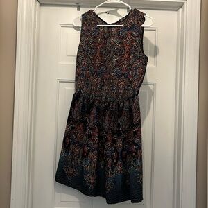 Super cute paisley jewel tone fit and flare sleeveless dress size M